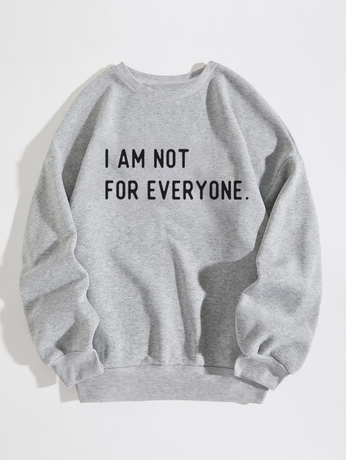 SHEIN EZwear Slogan Graphic Drop Shoulder Sweatshirt - Grey - View 1