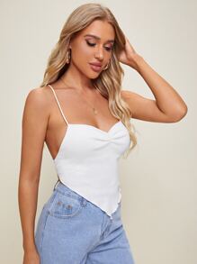 Firerie Summer Criss Cross Tied Backless Asymmetrical Hem Cami Top - White - View 6