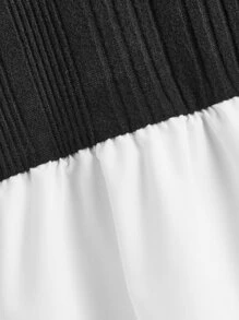 SHEIN Camiseta de manga larga para niña preadolescente con dobladillo con volantes de dos tonos - Blanco y Negro - Ver 4