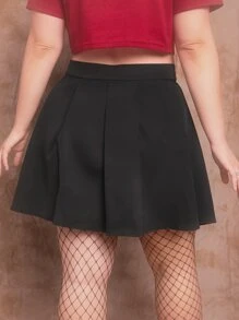 ROMWE Kawaii 大碼高腰百褶半身裙 - 黑色 - 查看 2