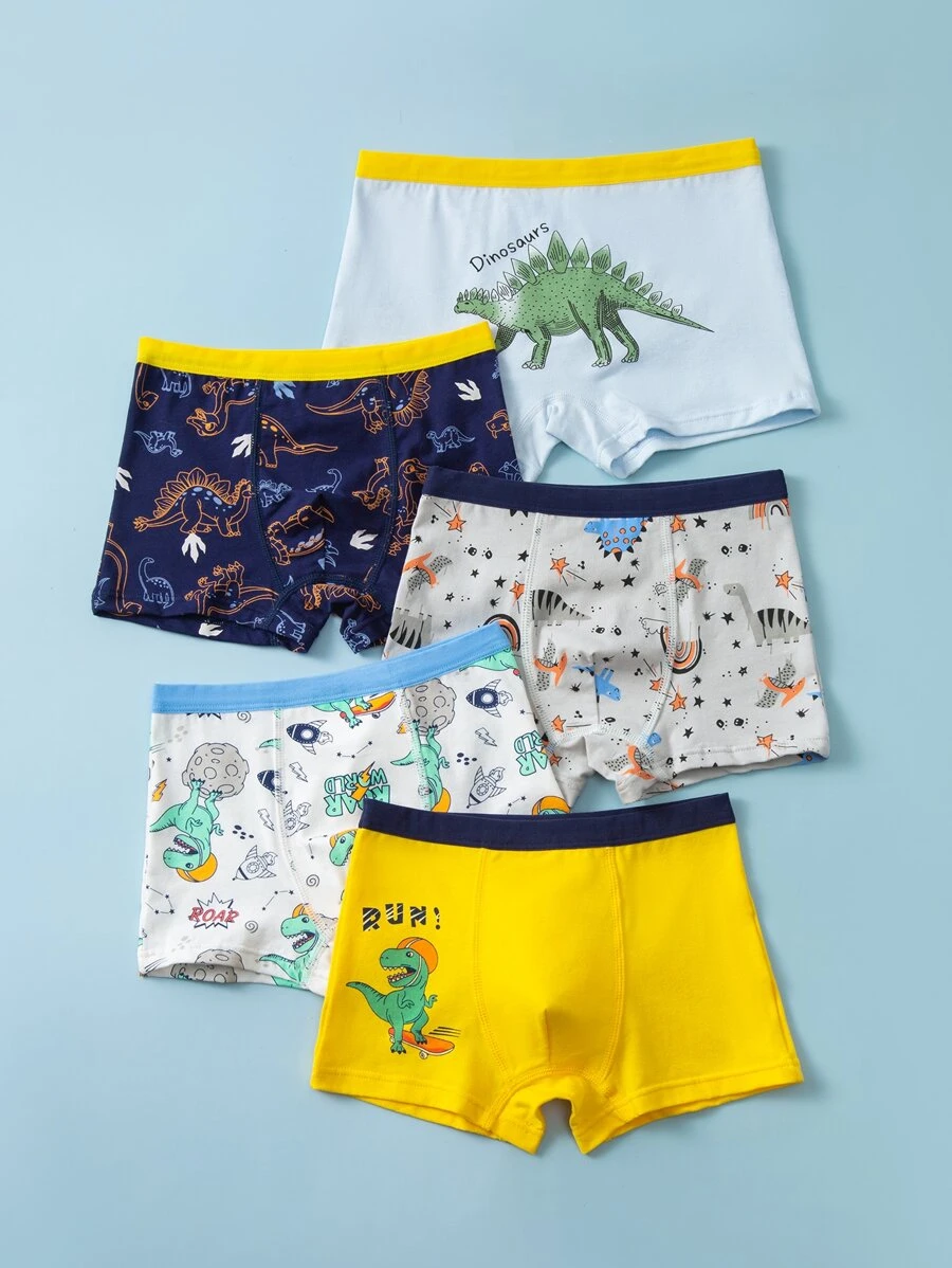 Toddler Boys 5pcs Dinosaur Print Boxer Brief - Multicolor - View 1