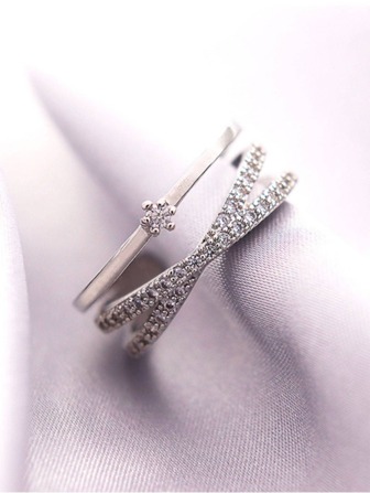 Andkiss 水鑽裝飾開口戒指