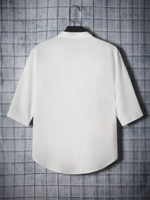 Manfinity Homme 男士素色缺口領襯衫 - 白色 - 查看 2