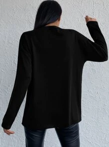 RueChic Solid Drop Shoulder Jumper - Black - View 2