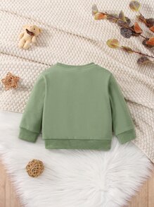 男嬰素色圓領運動衫 - 綠色 - 查看 2