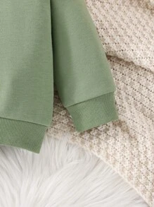 男嬰素色圓領運動衫 - 綠色 - 查看 3