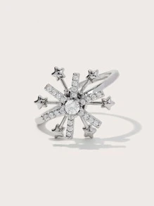 ROMWE Snowflake Decor Ring - Silver - View 2