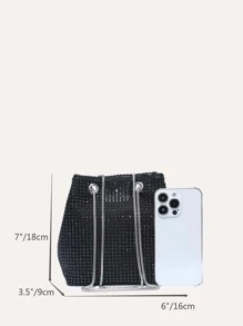 Túi dây rút trang trí bằng kim cương Túi kim loại Túi đeo vai đa năng Túi đeo chéo thời trang Lấp lánh lấp lánh, sequin, sang trọng, Túi đựng đồ trang trí bằng kim cương nhỏ sáng bóng Túi buổi tối, Túi ăn tối Ngọc trai giả, Kim cương giả cho cô gái tiệc tùng, phụ nữ, cô dâu Hoàn hảo cho bữa tiệc, đám cưới, vũ hội , Bữa tối/tiệc, Thích hợp để kết hợp với váy đen, váy trang trọng, váy gợi cảm, váy dạ hội, váy dạ hội - màu đen - Xem 7