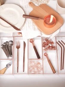 SHEIN Basic living 1 cái Khay chia ngăn kéo bàn có thể xếp chồng lên nhau cho phòng tắm/bàn trang điểm/bếp/trang trí văn phòng Trang trí mùa thu Trang trí lễ hội Trang trí phòng Trang trí nhà Trang trí mùa thu Trang trí phòng ngủ Quà tặng Giáng sinh cho ngày lễ - Trong sáng - Xem 2