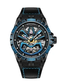 Men Hollow Out Mechanical Watch - Black - View 1