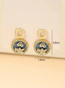 Rhinestone Decor Round Drop Earrings - Multicolor - View 3
