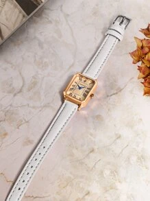 LUCKYFOX Rectangle Pointer Quartz Watch As A Gift For Students Returning To School - 白色 - 查看 4