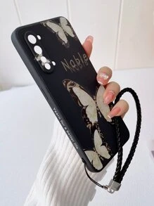 蝴蝶圖案手機殼附帶繩子 - 彩色 - 查看 2