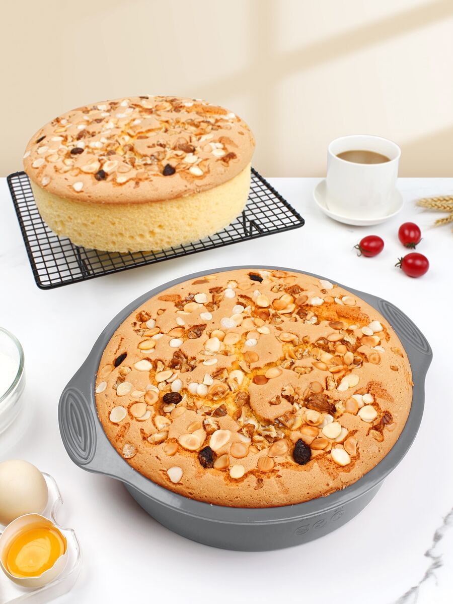 SHEIN Basic living 1pc Silicone Round Non-Stick Cake Pan, 9 Inch Cake Mold For Baking Air Fryer Kitchen Air Fryer Liners Air Fryer Paper Airfryer Air Frier - Grey - View 1