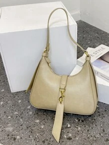 金屬鎖流浪包 - 米色 - 查看 5