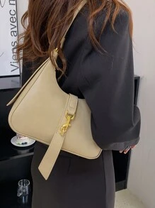 金屬鎖流浪包 - 米色 - 查看 6