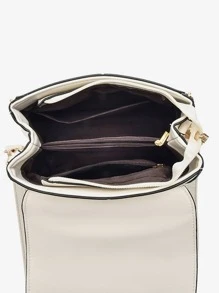 Heart Decor Flap Square Bag - Beige - View 7