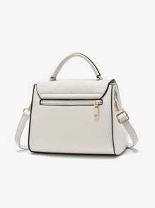 Heart Decor Flap Square Bag - Beige - View 4