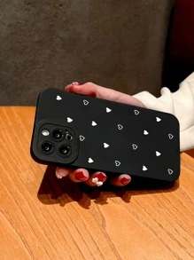 Heart Print Phone Case - Black - View 2