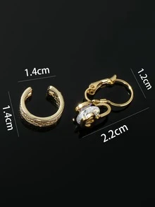 1pc Men Rhinestone Decor Earring & 1pc Ear Cuff