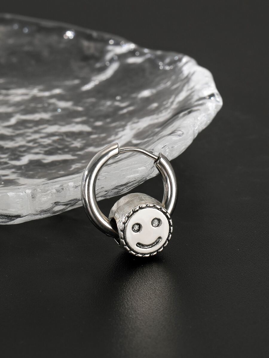 Thời trang và phổ biến 1 người đàn ông mô hình biểu hiện vòng trang trí khuyên tai bằng thép không gỉ cho kỳ nghỉ và cho một cái nhìn phong cách - Bạc - Xem 1