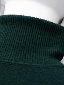 Manfinity Homme 男士高領條紋針織套頭毛衣 - 墨綠色 - 查看 4