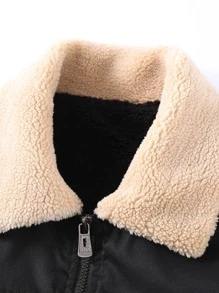 Manfinity 1 chiếc áo khoác đệm có cổ có khóa kéo vừa vặn cho nam giới Borg - màu đen - Xem 3