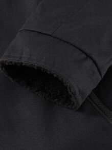 Manfinity 1 chiếc áo khoác đệm có cổ có khóa kéo vừa vặn cho nam giới Borg - màu đen - Xem 5