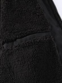 Manfinity 1 chiếc áo khoác đệm có cổ có khóa kéo vừa vặn cho nam giới Borg - màu đen - Xem 6