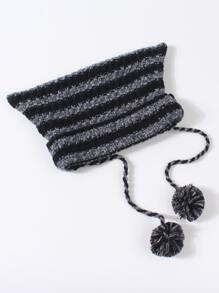 絨球裝飾針織帽 - 灰色 - 查看 2