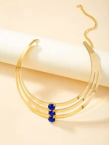 水鑽裝飾開口頸鏈 - 寶藍色 - 查看 2