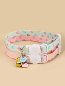 1入組隨機色愛心圖案寵物項圈 - 彩色 - 查看 1