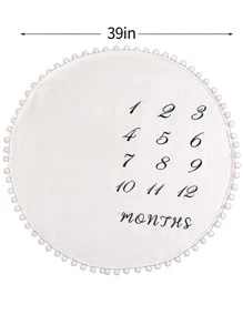 SHEIN 新生兒男寶寶攝影字母數字圖案毛毯,附帶2入配件 - 白色 - 查看 7