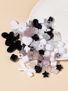 袋心型和星星 DIY 壓克力珠 - 黑與白 - 查看 1