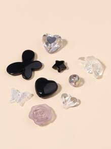 袋心型和星星 DIY 壓克力珠 - 黑與白 - 查看 3