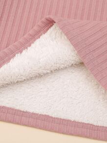 SHEIN Genkimix Kids 年轻女孩长袖纯色高领罗纹面料保暖内衬长袖 T 恤，休闲百搭保暖时尚运动可爱，秋冬