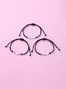 3pcs Girls Butterfly Decor Bracelet - Black and White - View 2