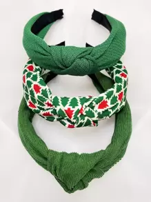 3pcs Floral Print Knot Decor Headband - Multicolor - View 1