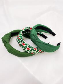 3pcs Floral Print Knot Decor Headband - Multicolor - View 2