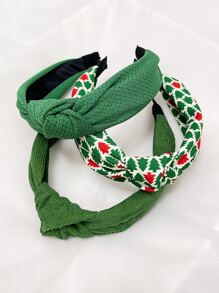 3pcs Floral Print Knot Decor Headband - Multicolor - View 3