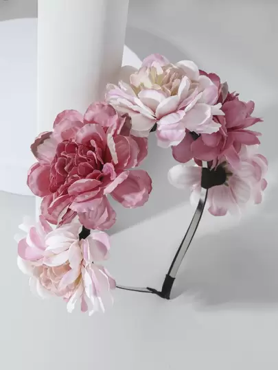 Flower Decor Headband Boho,Pink Accessories Valentine's Day Valentines,Hairband,Hair Hoop Headbands Head Accessories