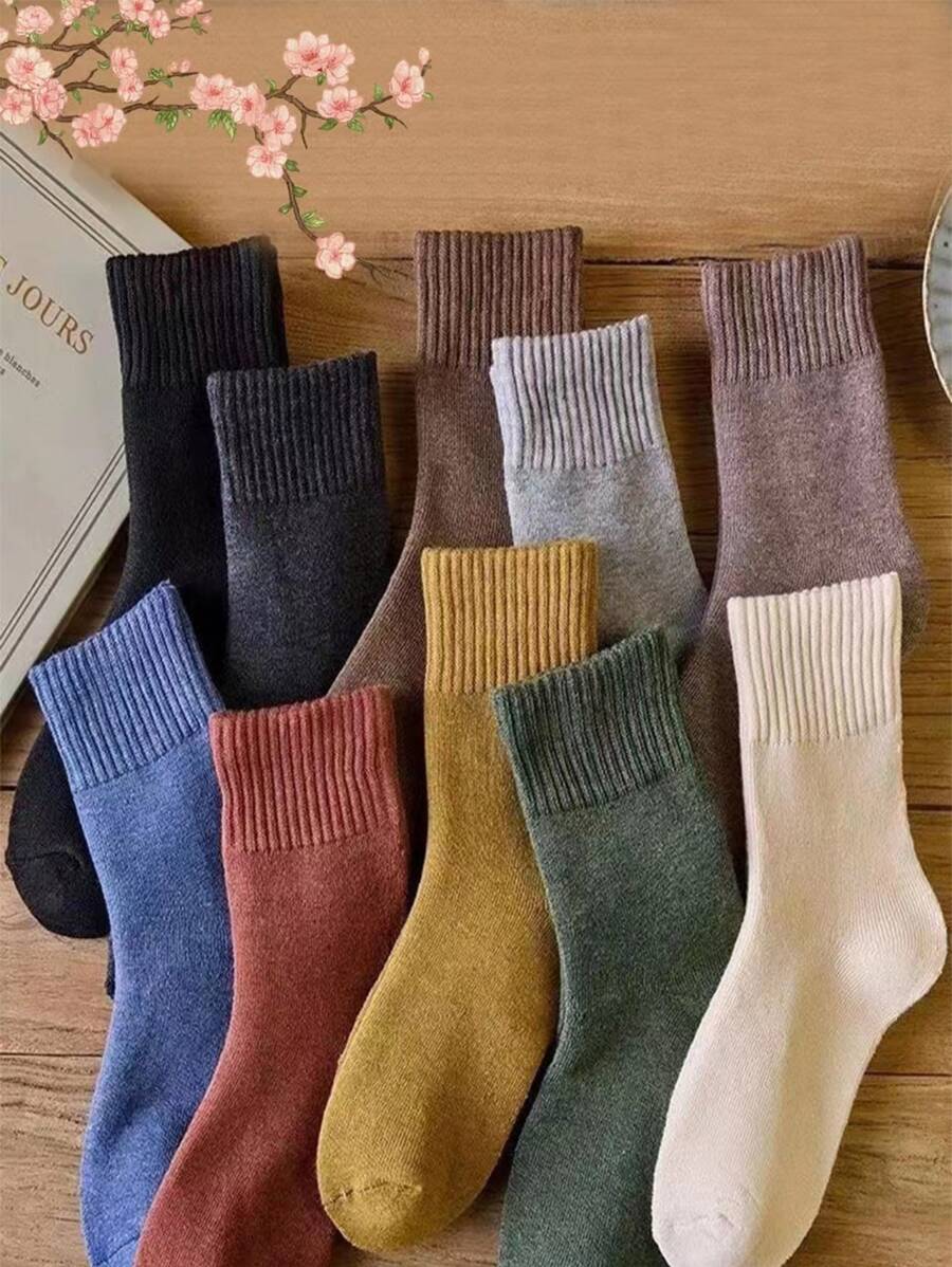 Mujer 1 par Calcetines de tripulación al azar unicolor - Multicolor - Ver 1