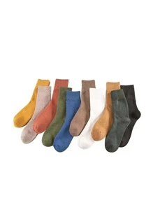 Mujer 1 par Calcetines de tripulación al azar unicolor - Multicolor - Ver 2