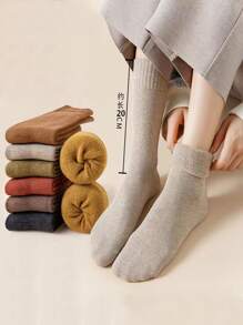 Mujer 1 par Calcetines de tripulación al azar unicolor - Multicolor - Ver 5