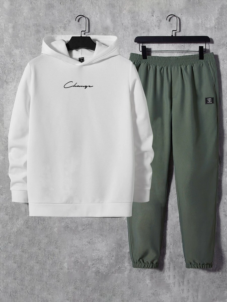 Manfinity VCAY Men Letter Graphic Hoodie & Joggers - Multicolor - View 1