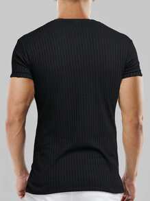 NITAGUT uomo Maglietta a costine monocolore - nero - Visualizzare 2