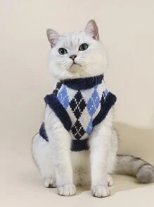 Plaid Print Pet Sweater - Multicolor - View 3