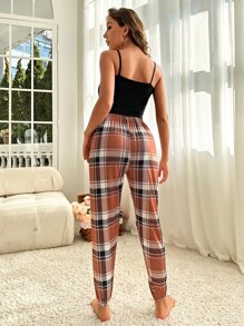 Heart & Plaid Print PJ Set - Multicolor - View 2