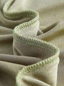 SHEIN BAE Ruched Bust Split Thigh Dress - Olive Green - View 4