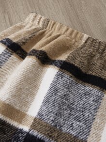 Toddler Girls Ruffle Trim High Neck Tee & Plaid Print Skirt - Multicolor - View 3